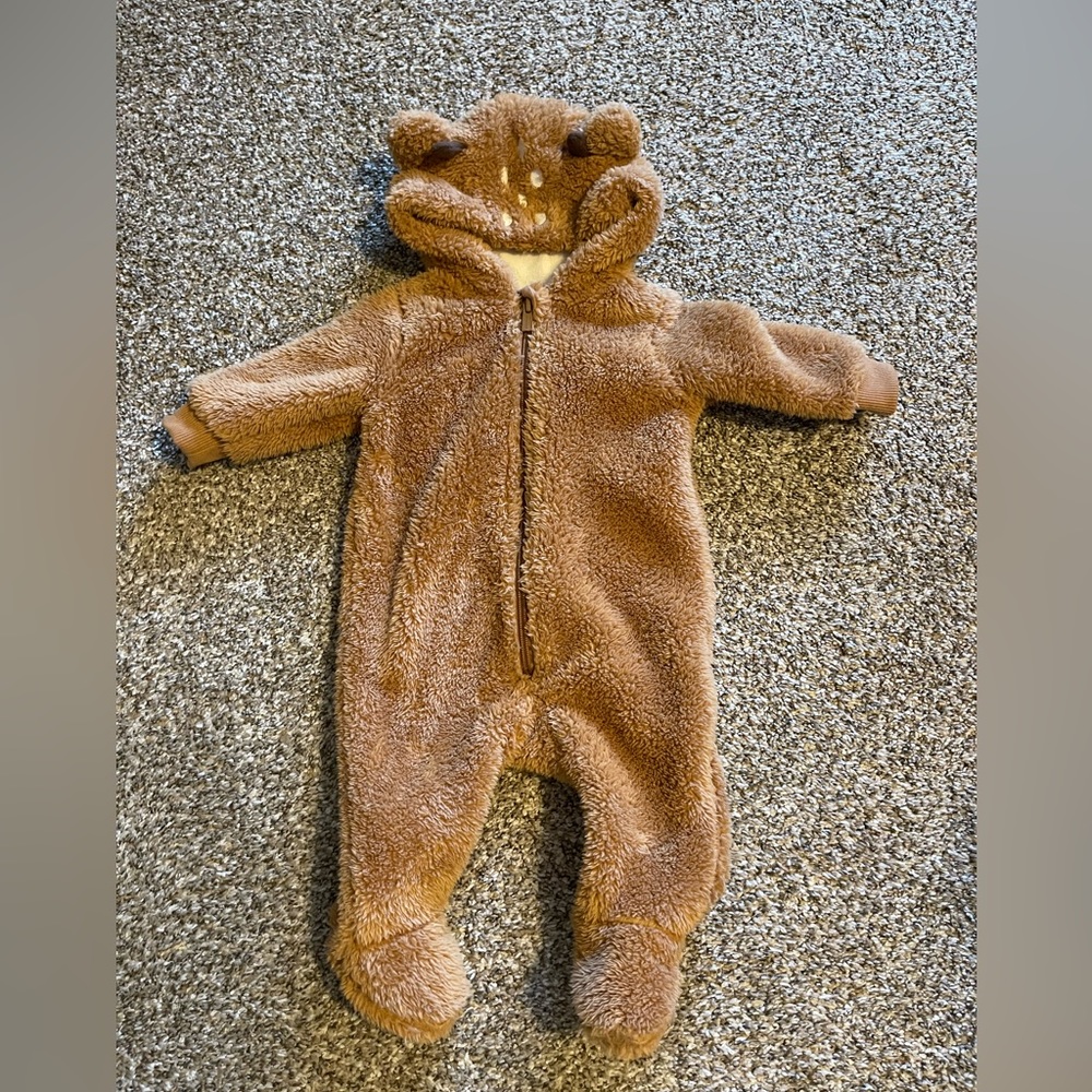 Old Navy Baby Deer-Critter Sherpa Footed One Piece - 3-6 months
